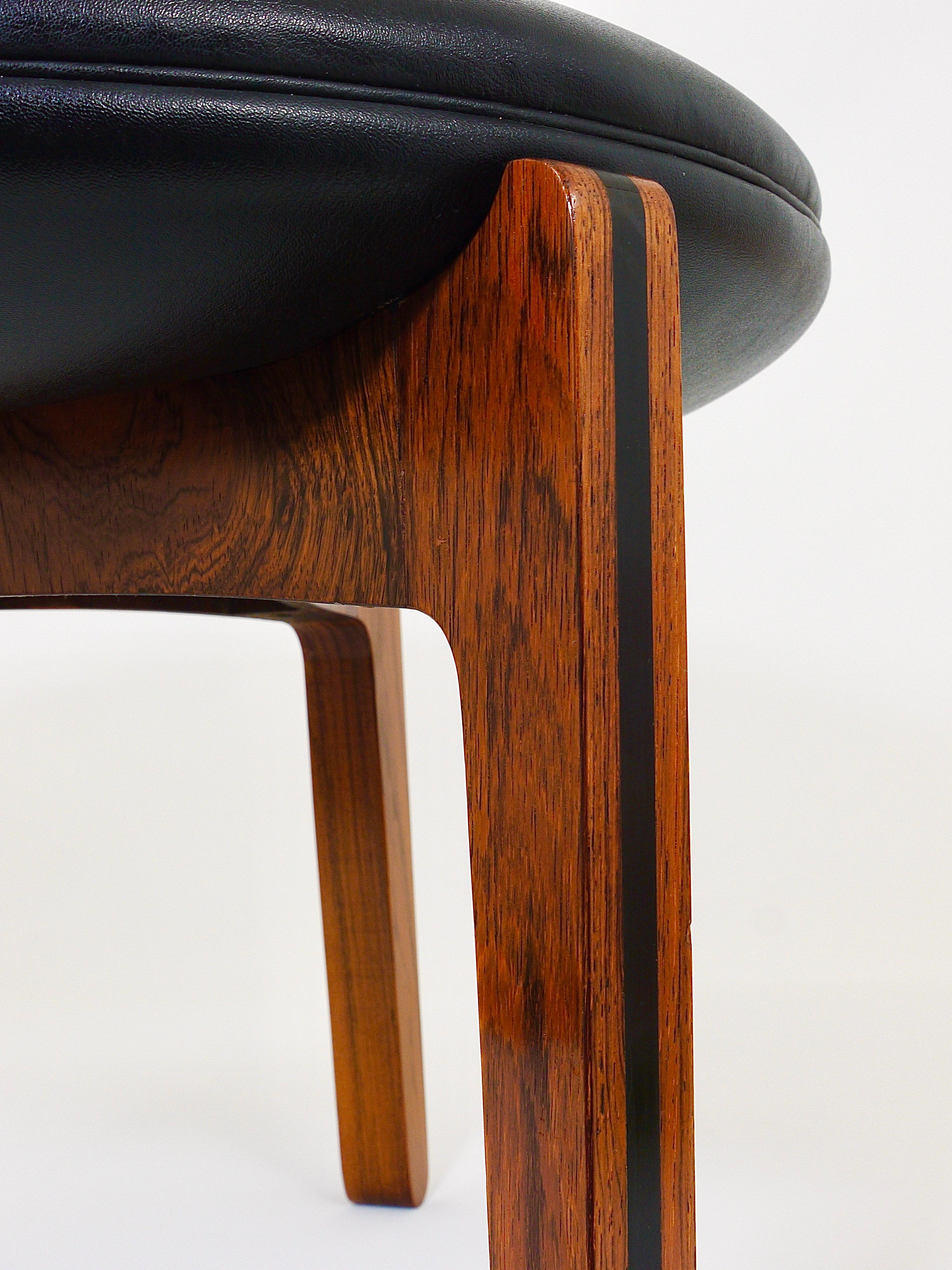 Sven Ellekaer Midcentury Tripod Rosewood Stool, Linneberg Møbelfabrik, Denmark 10