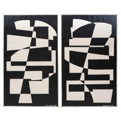 Sven Ellekær Pair of Paintings Concrete Composition, Oil on Canvas