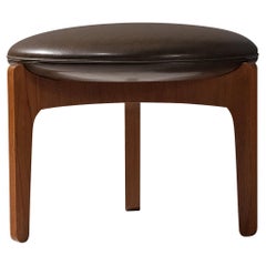 Sven Ellekaer Stool in Teak and Brown Leatherette