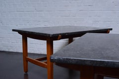 Sven Engström + Gunnar Myrstrand rare pair of slate and wood coffee tables 1950s