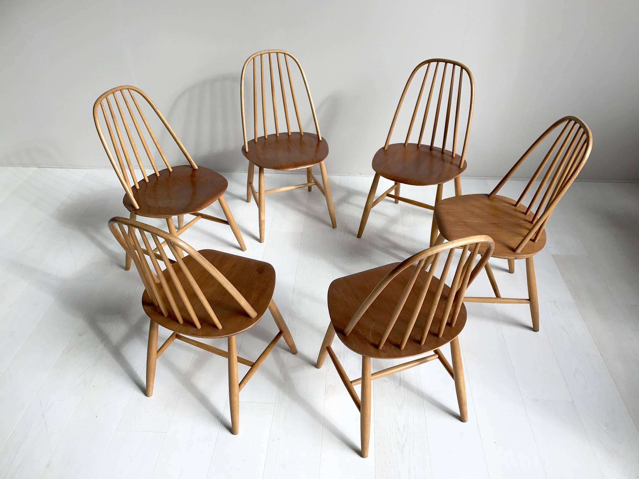 Mid-20th Century Sven Erik Fryklund for Hagafors, Series of Six Chairs Model 16, Sweden, 1950