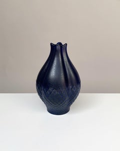 Sven Erik Skawonius Maraccas Blue Reptile Ceramic Vase Upsala Ekeby Sweden 1960s