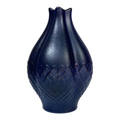 Sven Erik Skawonius Maraccas Blue Reptile Ceramic Vase Upsala Ekeby Sweden 1960s