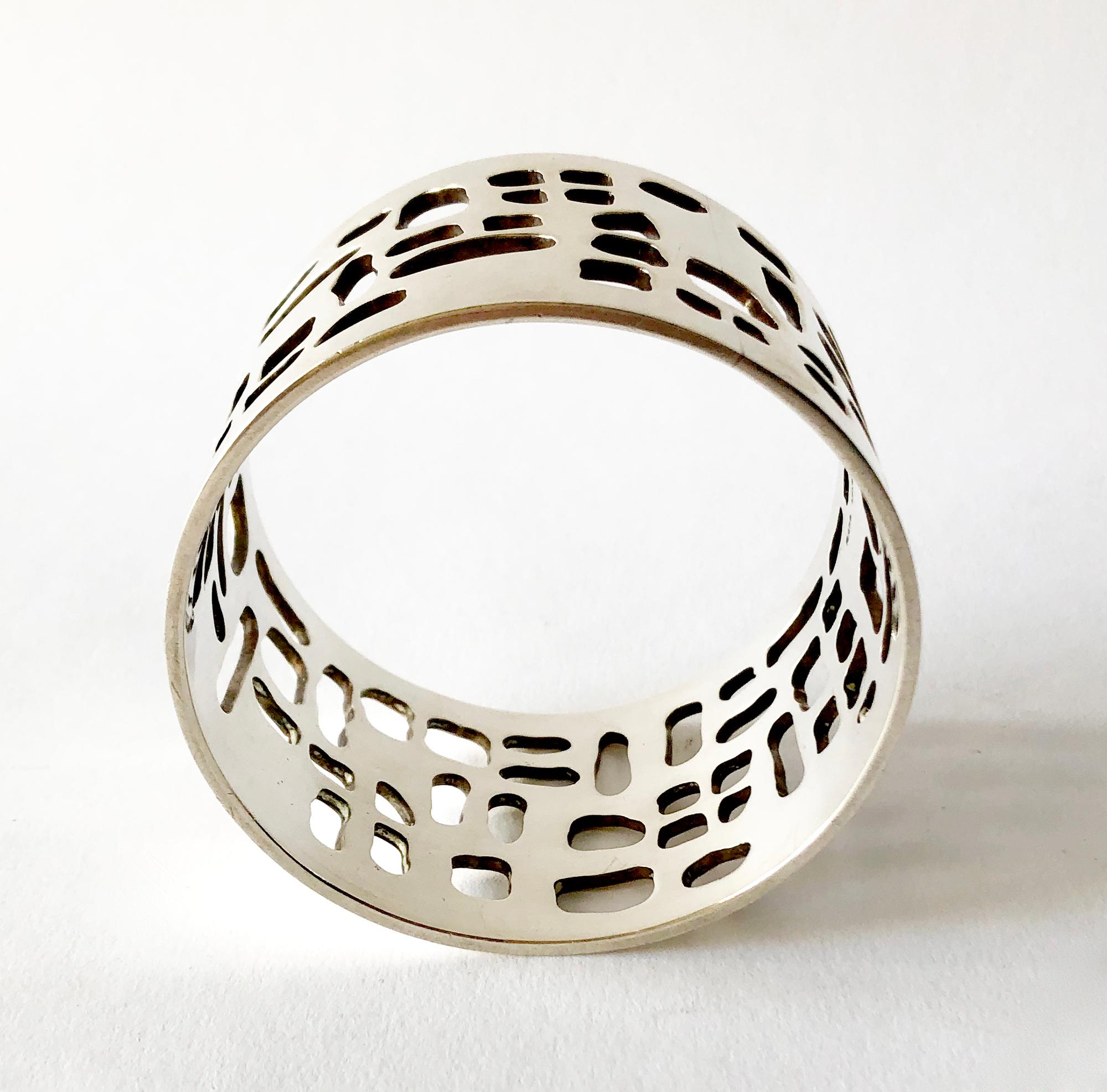 Sven Haugaard Sterling Silver Danish Modernist Bangle Cuff Bracelet In Good Condition In Palm Springs, CA