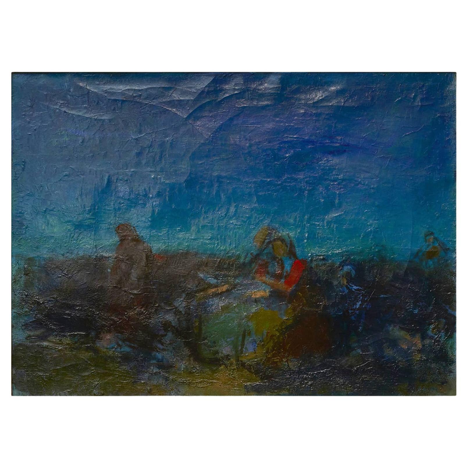 Sven Havsten-Mikkelsen, Painting "Summer Night" Oil on Canvas