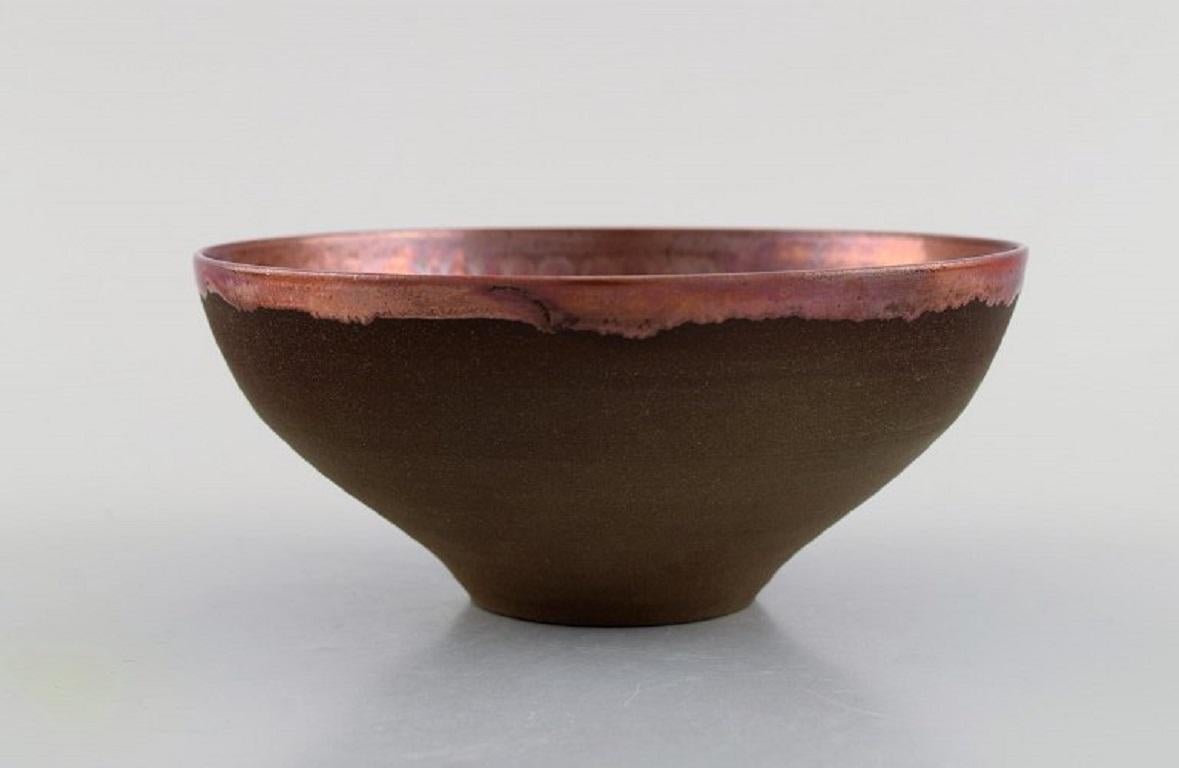 Modern Sven Hofverberg Swedish Ceramicist, Unique Bowl in Glazed Ceramics For Sale