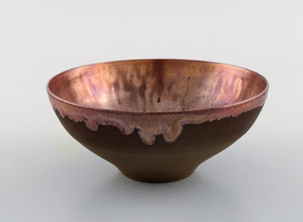 Sven Hofverberg Swedish Ceramicist, Unique Bowl in Glazed Ceramics For Sale 1