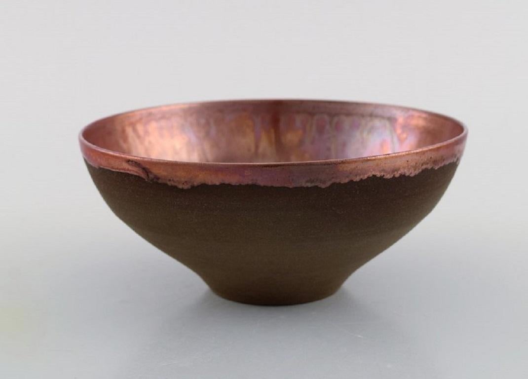 Sven Hofverberg Swedish Ceramicist, Unique Bowl in Glazed Ceramics For Sale 2