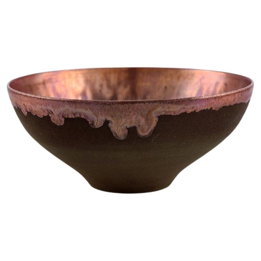 Sven Hofverberg Swedish Ceramicist, Unique Bowl in Glazed Ceramics For Sale