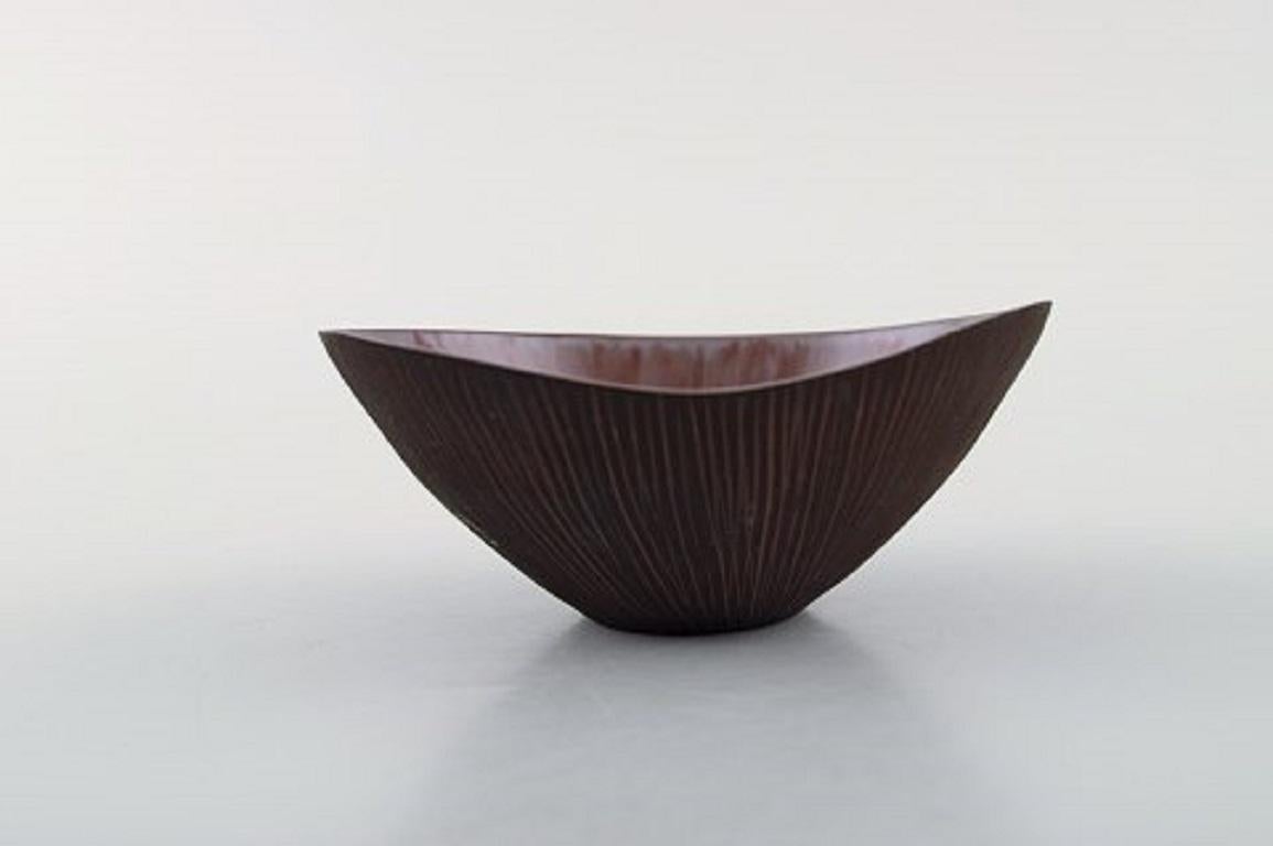 Scandinavian Modern Sven Hofverberg Swedish Ceramist, Two Unique Glazed Ceramic Bowls For Sale