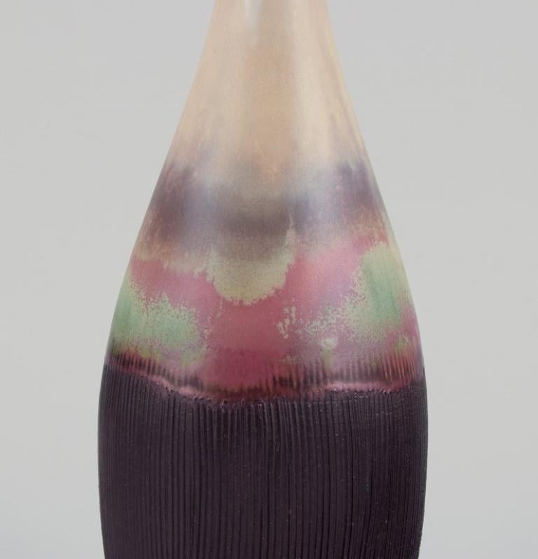 Glazed Sven Hofverberg, Swedish ceramist. Large and small ceramic vases. 1970s For Sale