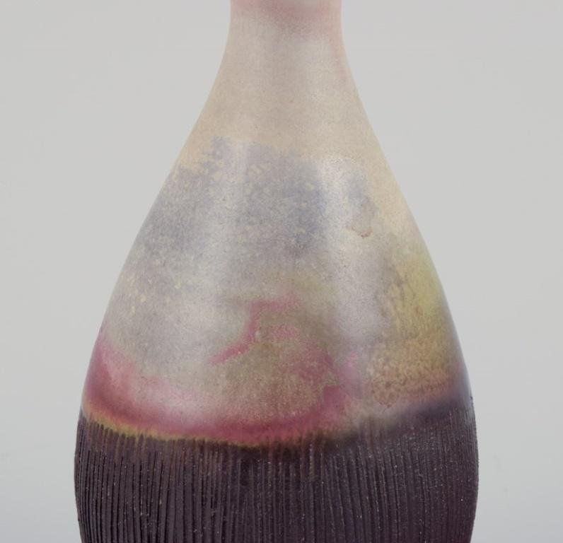 Ceramic Sven Hofverberg, Swedish ceramist. Two unique ceramic vases. Multi-colored glaze For Sale