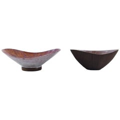 Sven Hofverberg Swedish Ceramist, Two Unique Glazed Ceramic Bowls