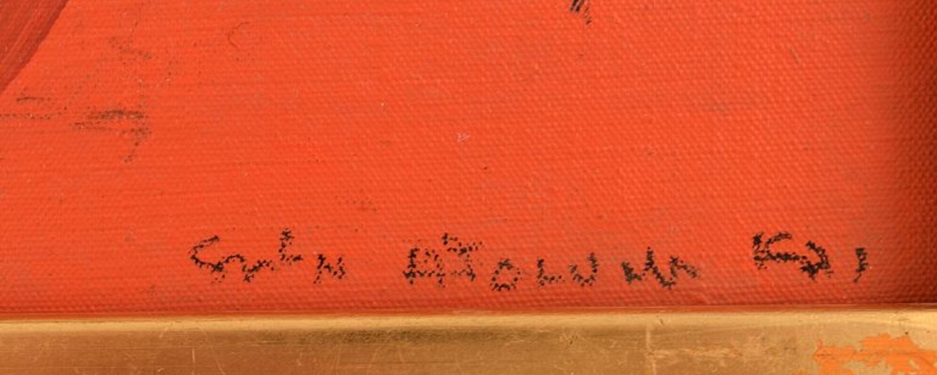 Sven Inge Hglund, Öl auf Leinwand, abstrakte Komposition, 1960er/70er Jahre im Zustand „Hervorragend“ im Angebot in Copenhagen, DK