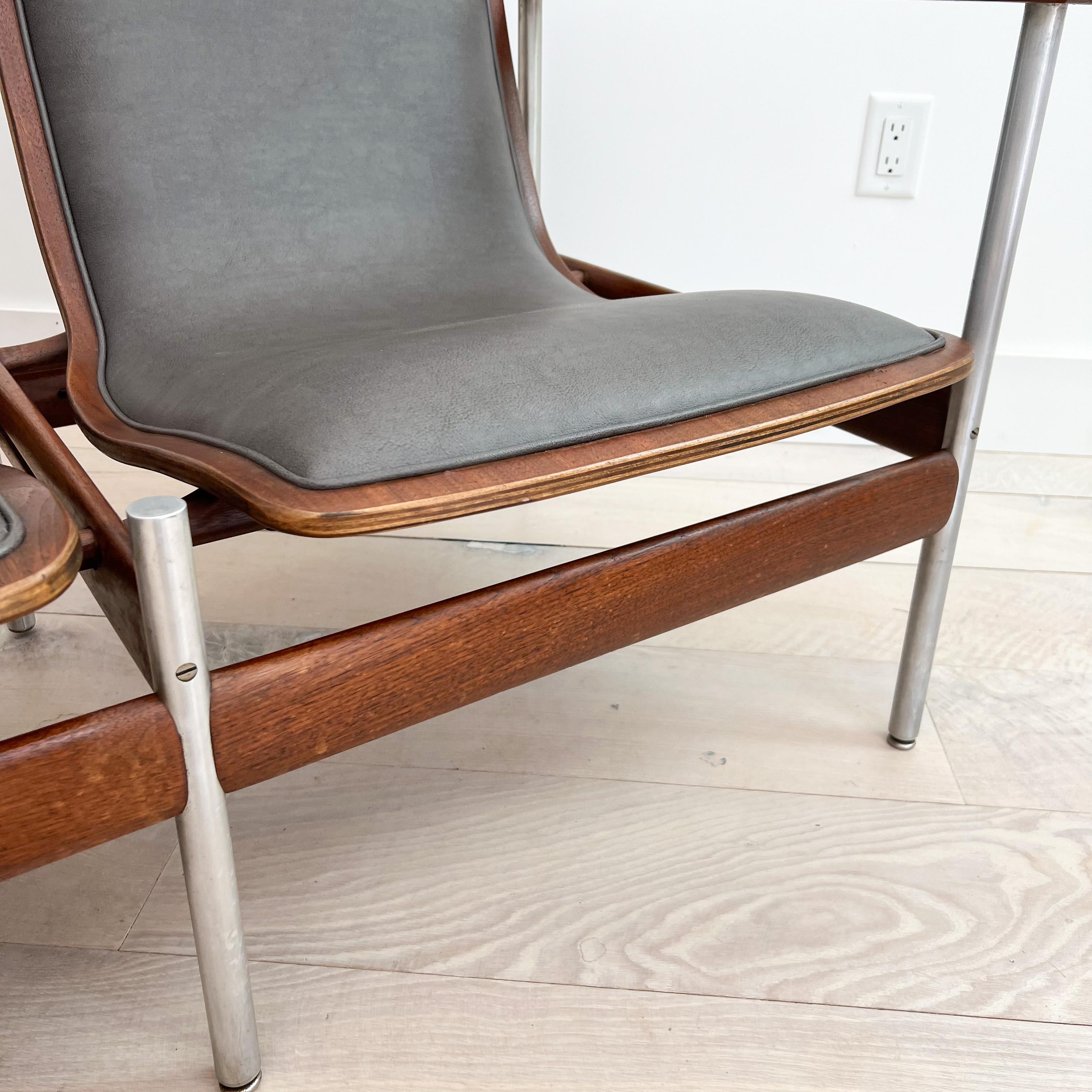 Sven Ivar Dysthe 2 Seater Bentwood Walnut Bench w/ Circular Seat And End Table B 6
