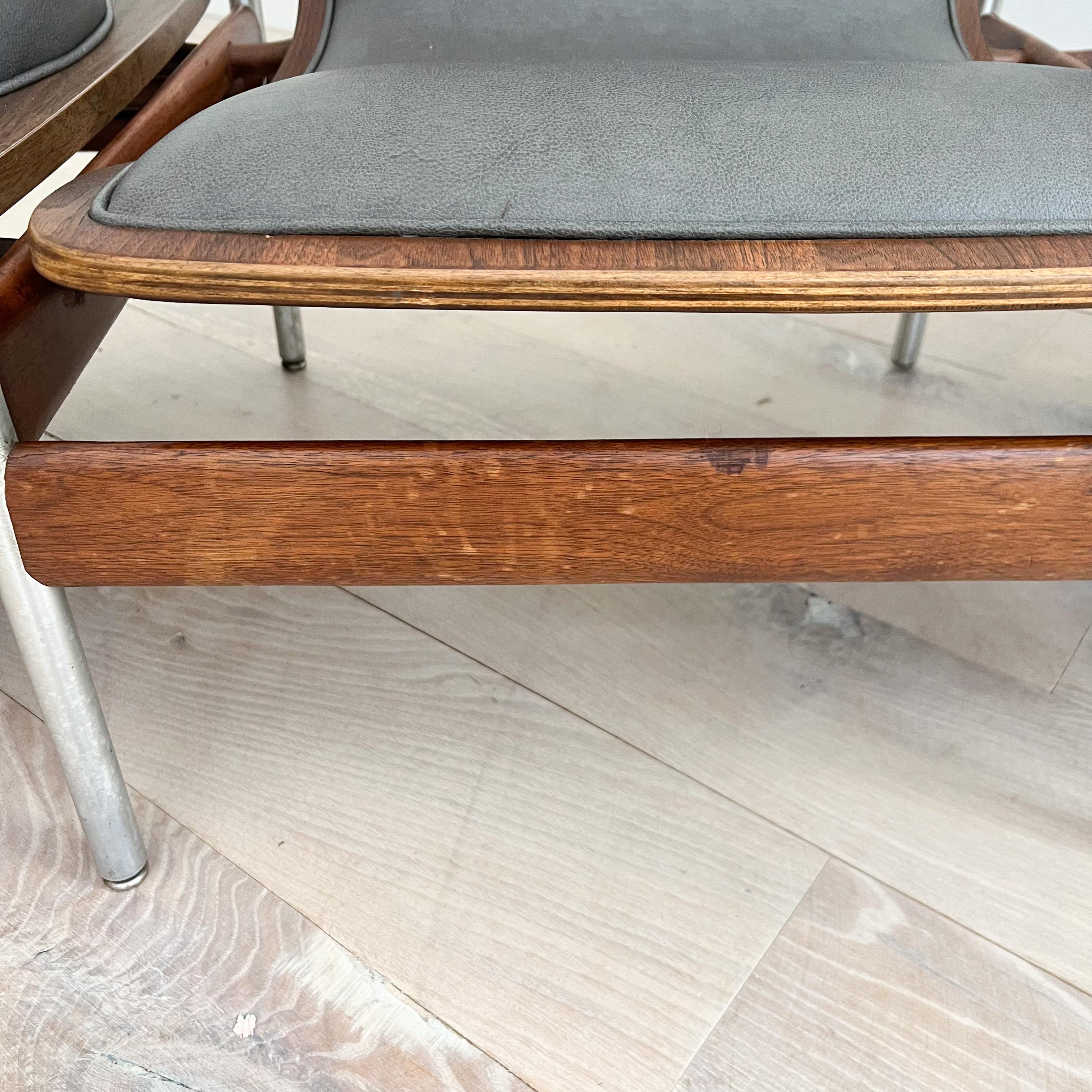 Sven Ivar Dysthe 2 Seater Bentwood Walnut Bench w/ Circular Seat And End Table B 8