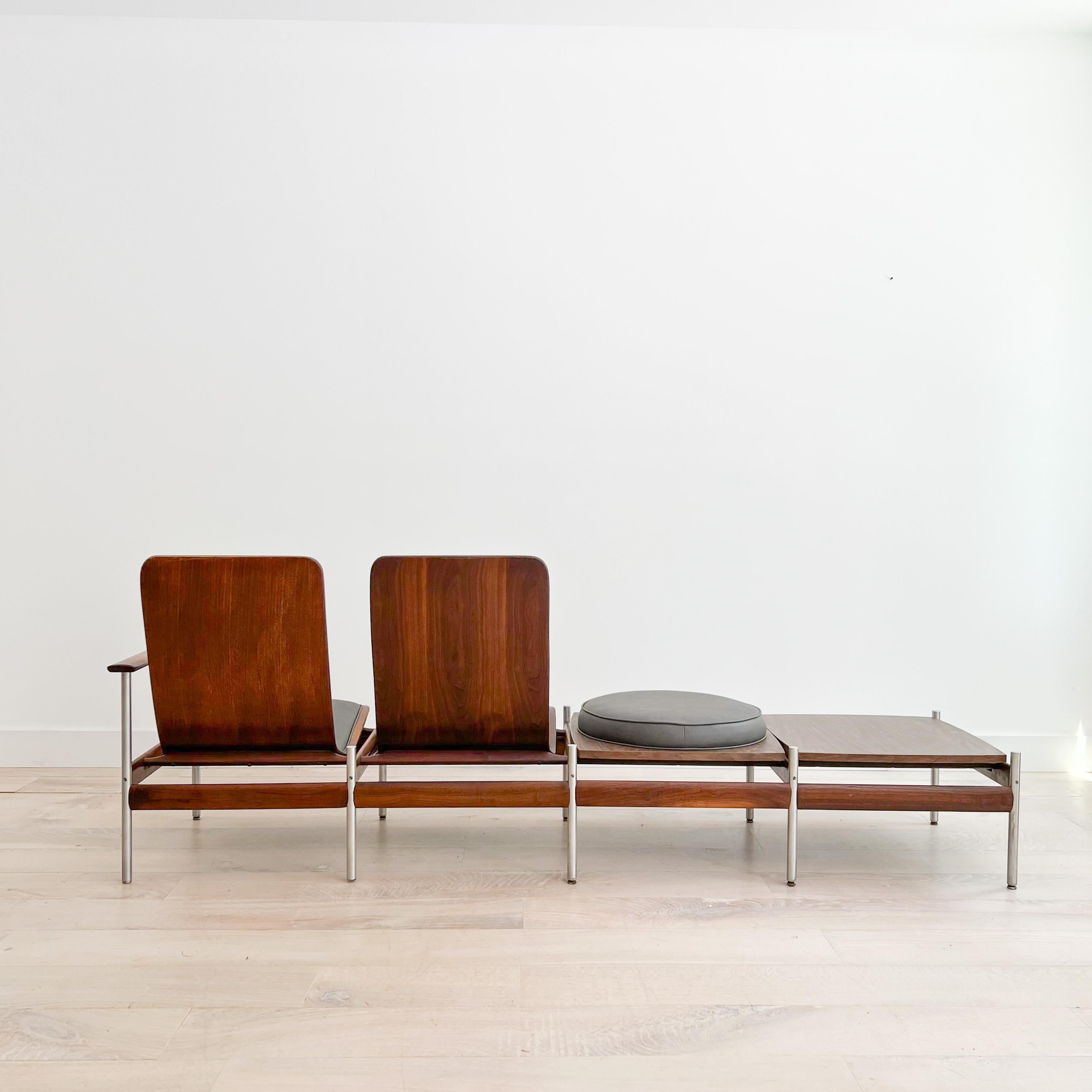 Upholstery Sven Ivar Dysthe 2 Seater Bentwood Walnut Bench w/ Circular Seat And End Table B