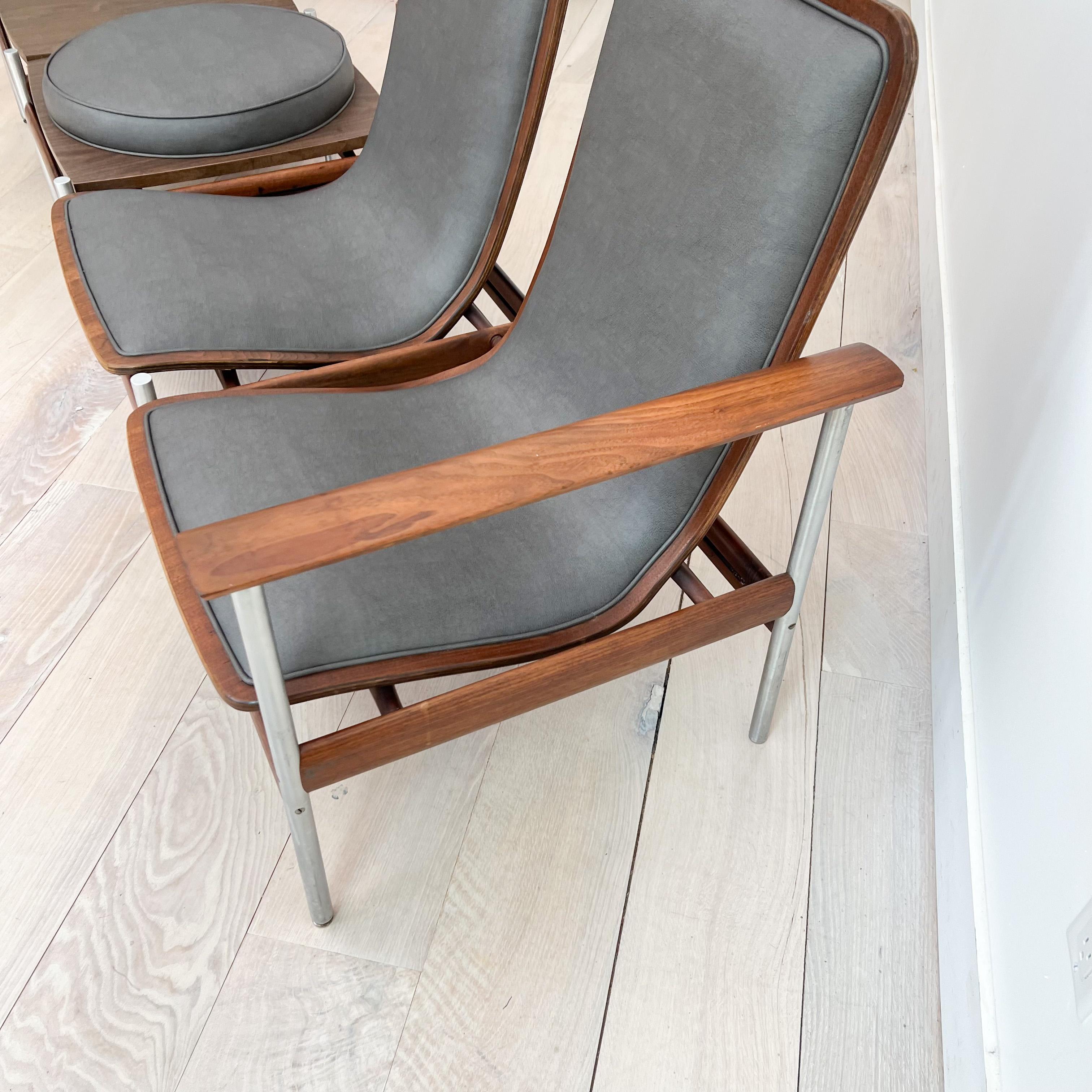 Sven Ivar Dysthe 2 Seater Bentwood Walnut Bench w/ Circular Seat And End Table B 3