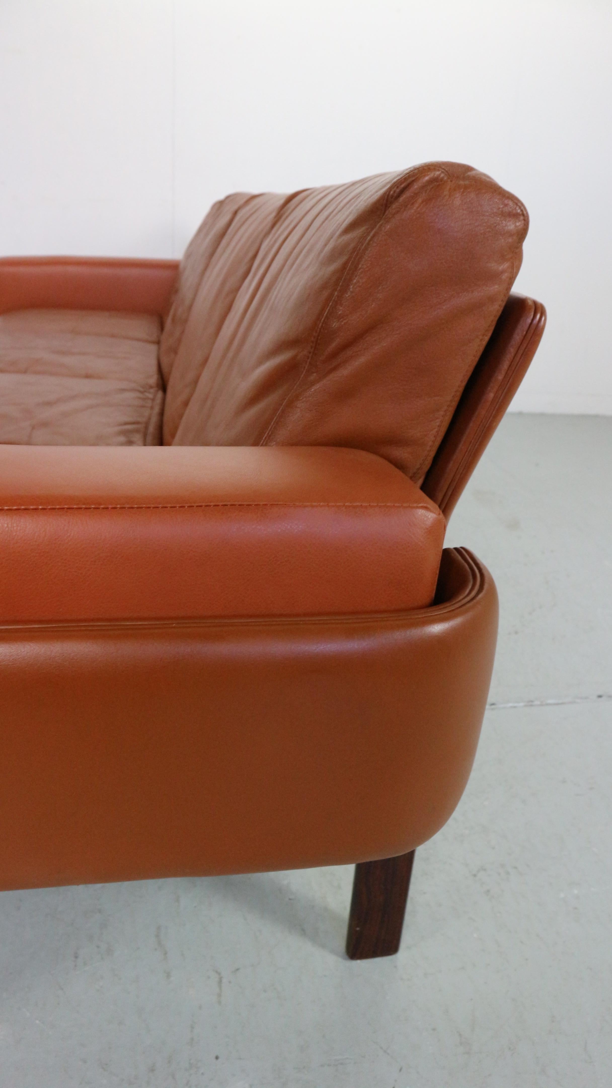 Sven Ivar Dysthe  4-Seater Congac Leather Sofa for Dokka Møbler, 1960's Norway 7