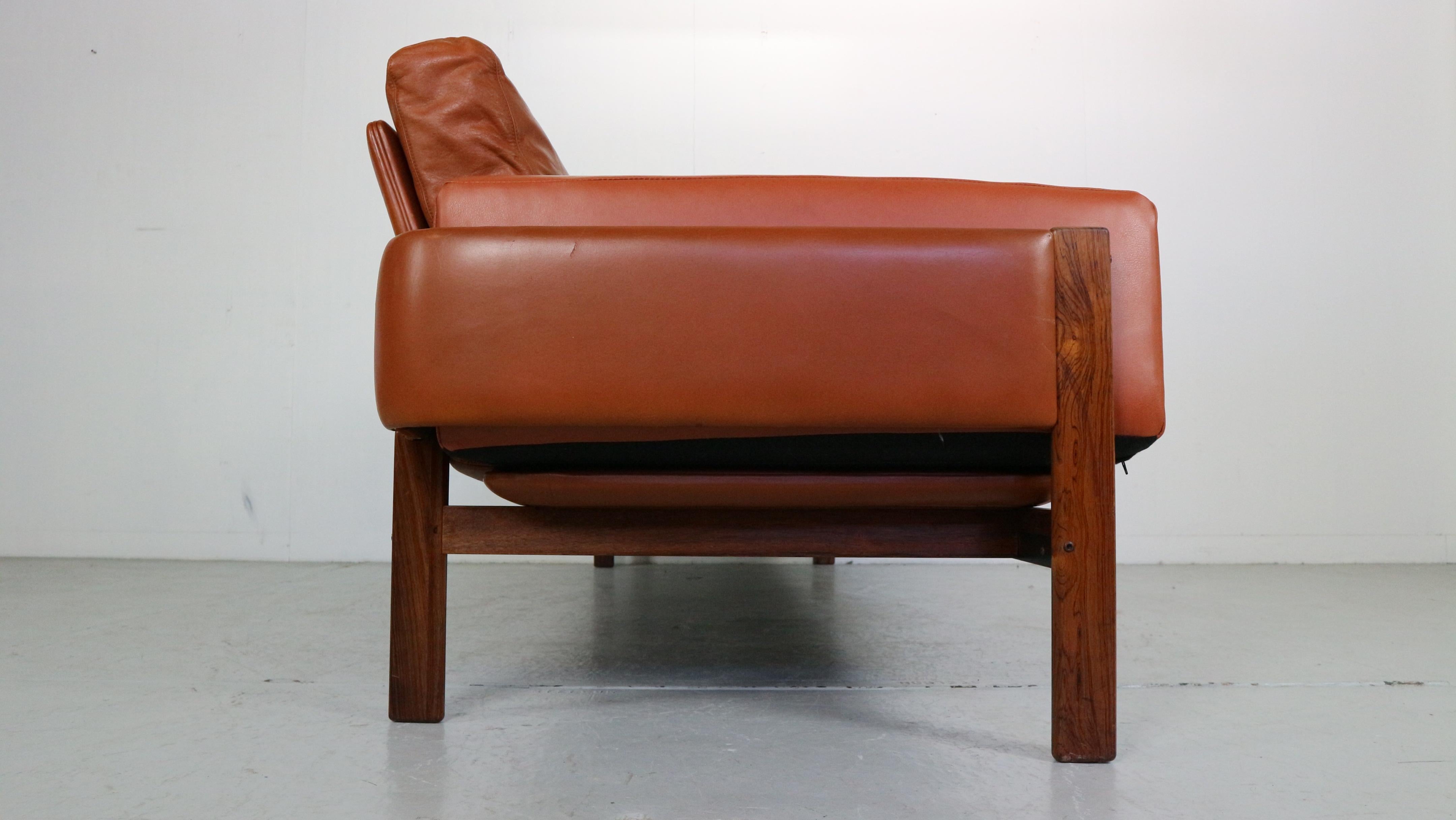 Mid-20th Century Sven Ivar Dysthe  4-Seater Congac Leather Sofa for Dokka Møbler, 1960's Norway