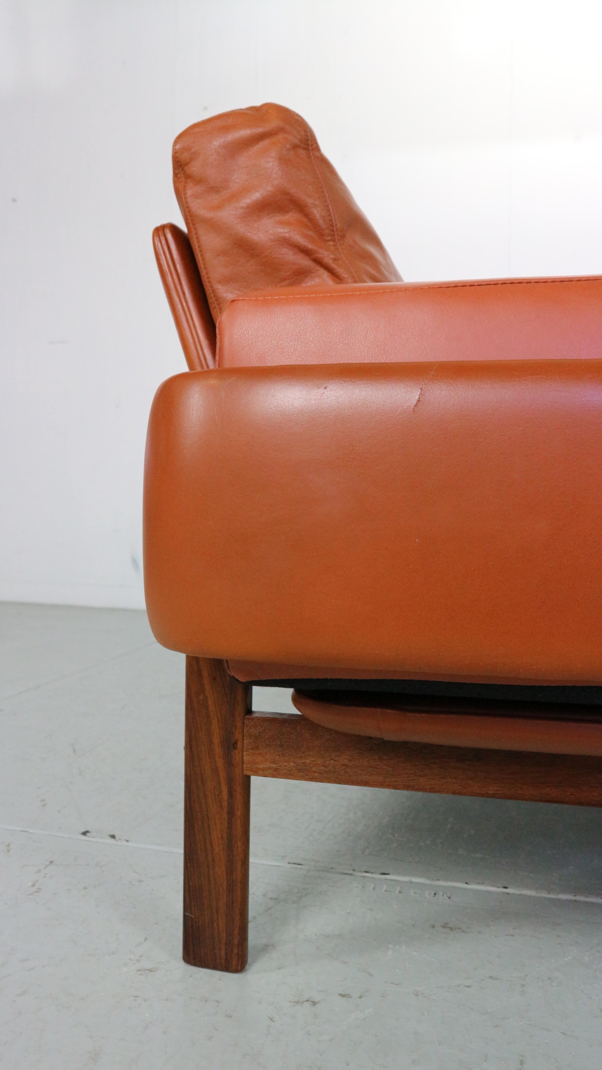 Sven Ivar Dysthe  4-Seater Congac Leather Sofa for Dokka Møbler, 1960's Norway 1