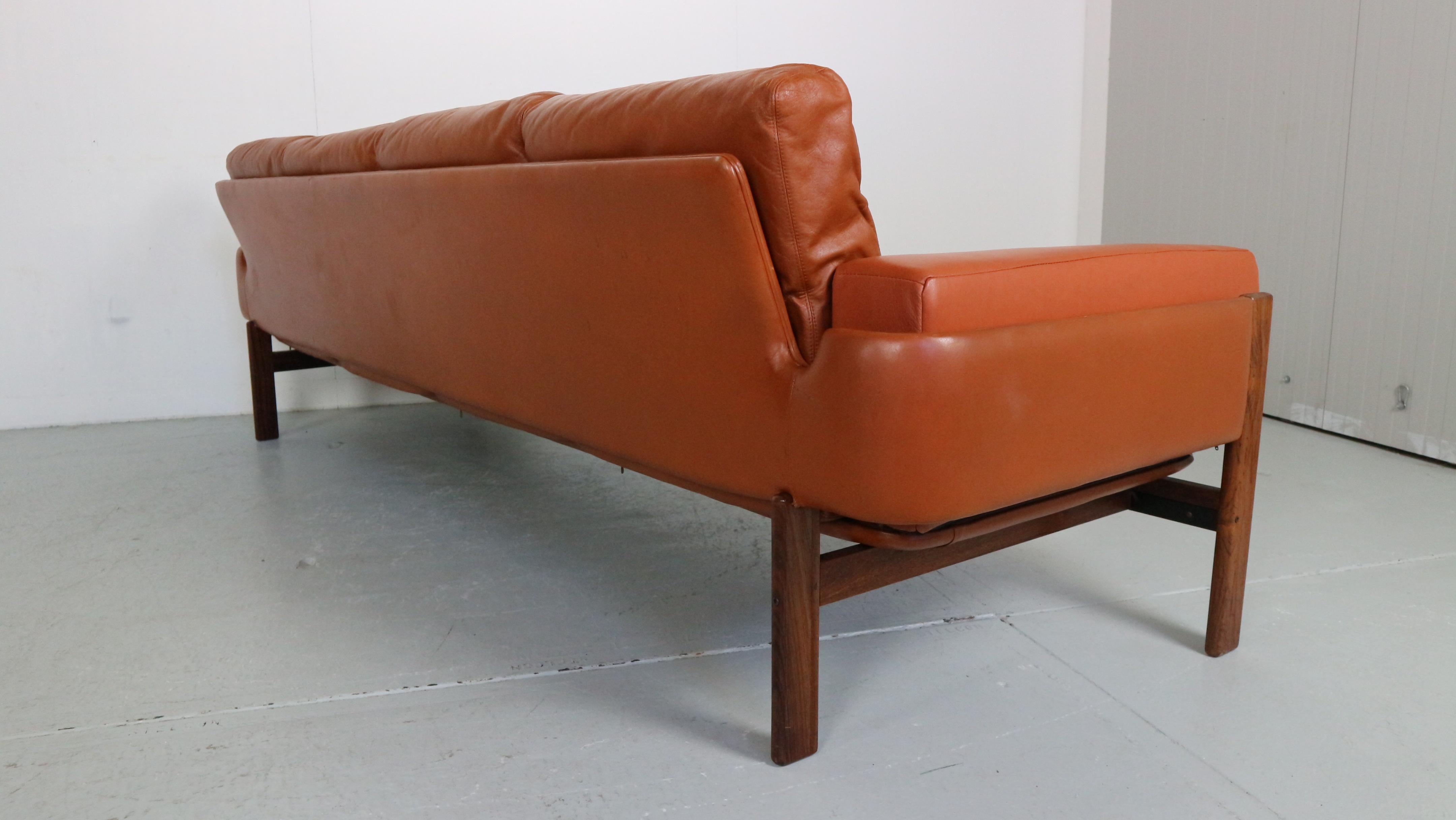 Sven Ivar Dysthe  4-Seater Congac Leather Sofa for Dokka Møbler, 1960's Norway 2