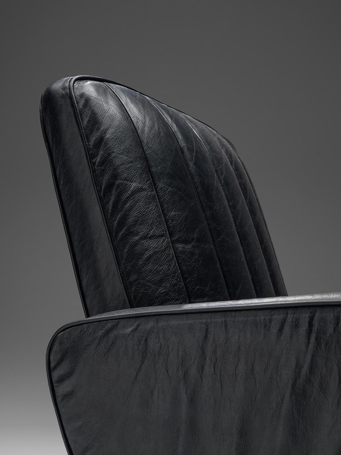 Sven Ivar Dysthe Desk Chair in Black Leather In Good Condition In Waalwijk, NL
