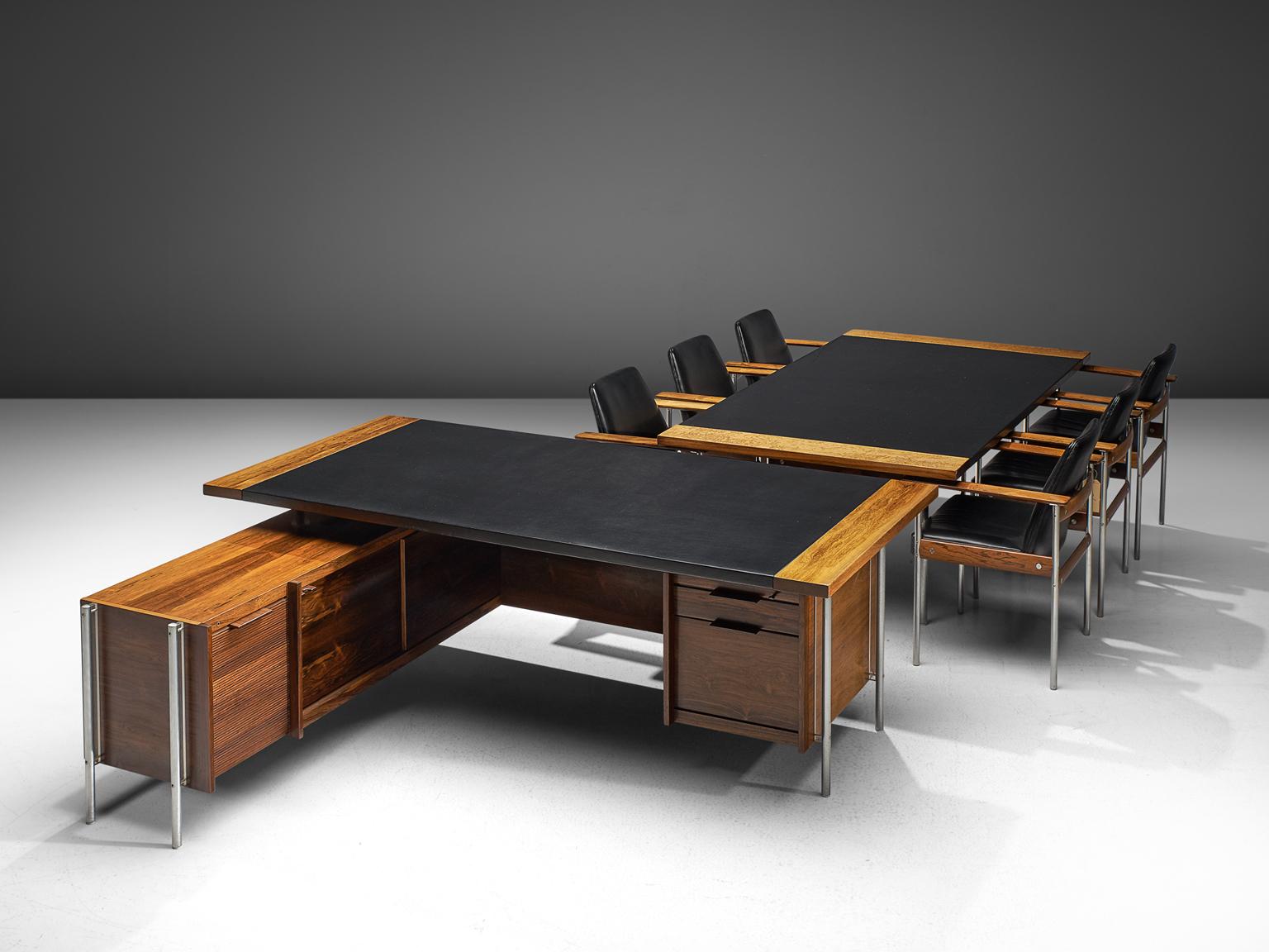 Sven Ivar Dysthe Executive Desk with Steel and Rosewood 4