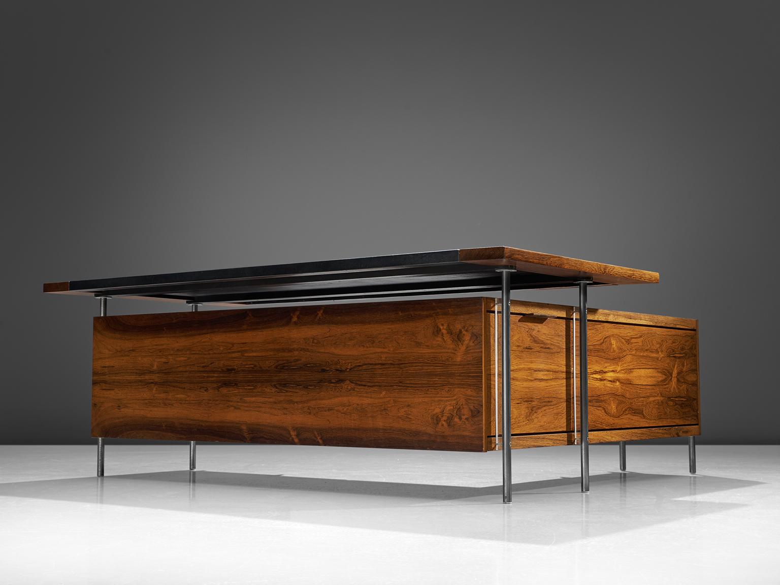 Mid-20th Century Sven Ivar Dysthe Executive Desk with Steel and Rosewood