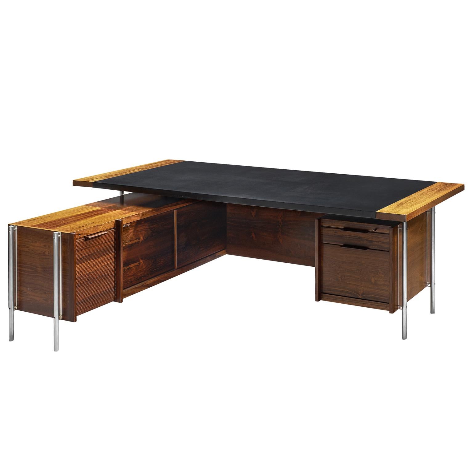 Sven Ivar Dysthe Executive Desk with Steel and Rosewood