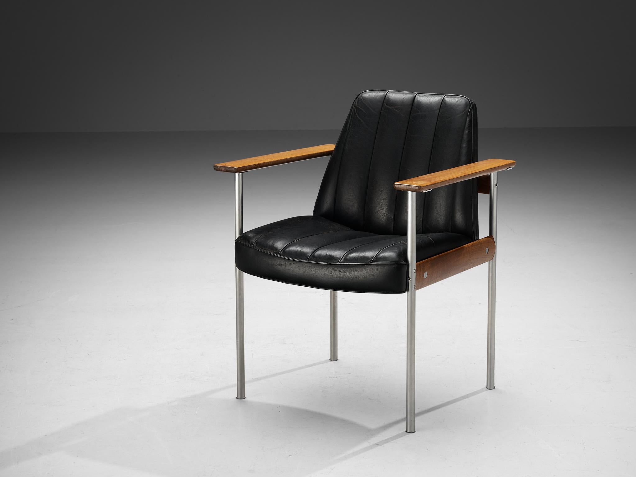 Sven Ivar Dysthe For Dokka Armchair In Teak And Black Leather For Sale 
