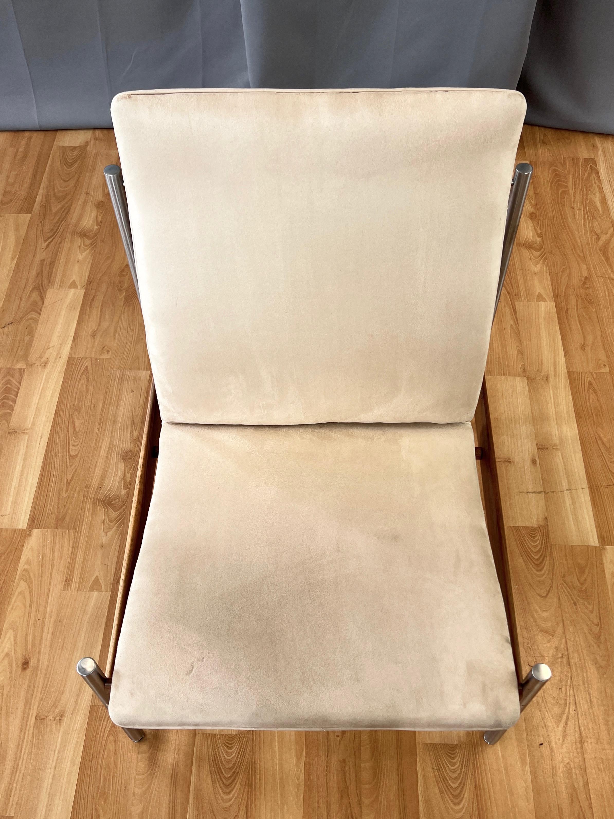 Sven Ivar Dysthe for Dokka Møbler Teak and Nickel Armless Lounge Chair, 1960s For Sale 4