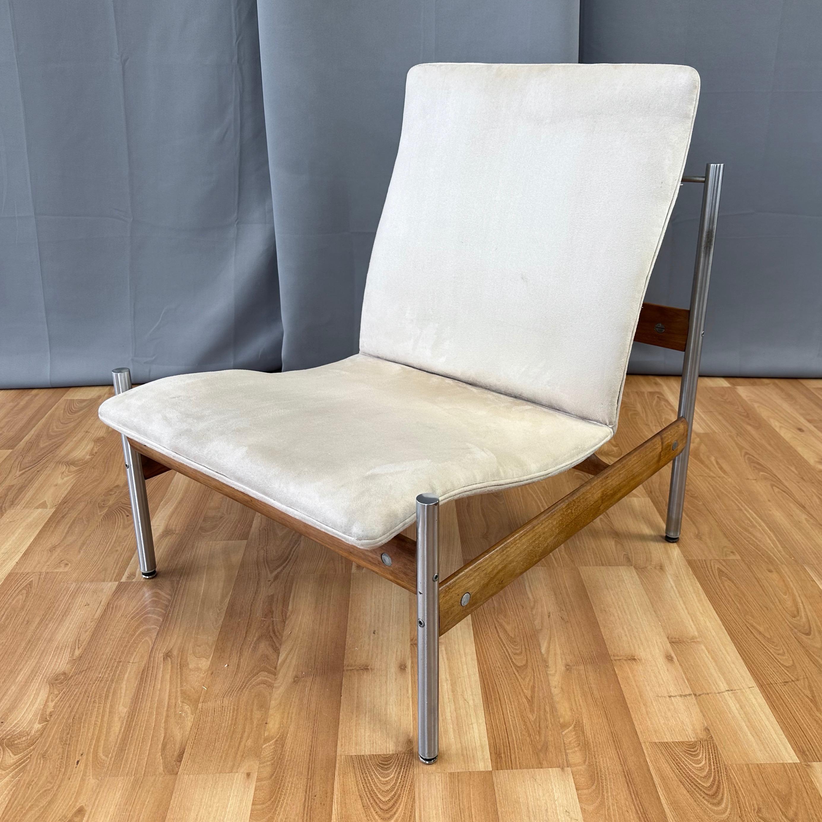 Sven Ivar Dysthe for Dokka Møbler Teak and Nickel Armless Lounge Chair, 1960s For Sale 8