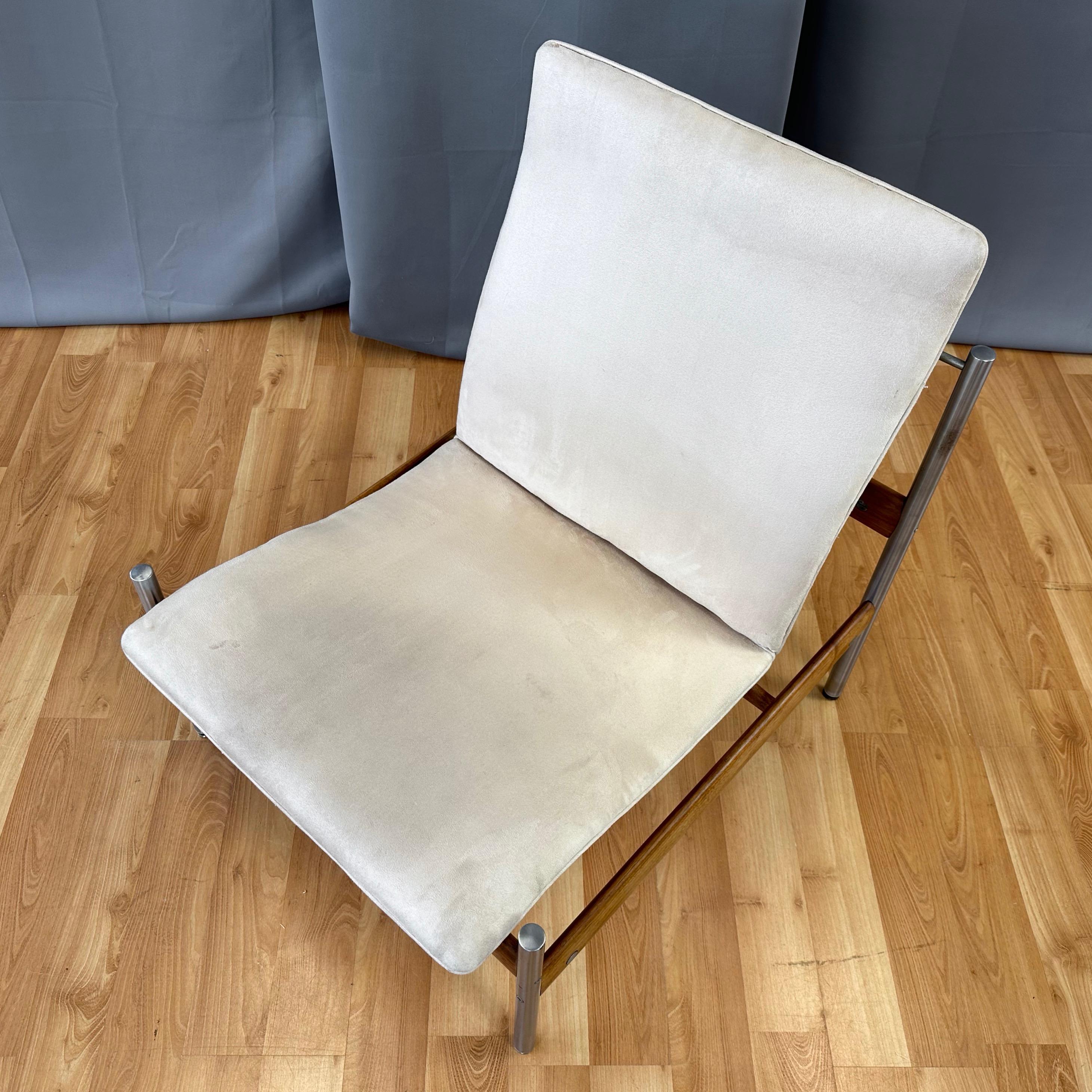 Sven Ivar Dysthe for Dokka Møbler Teak and Nickel Armless Lounge Chair, 1960s For Sale 9