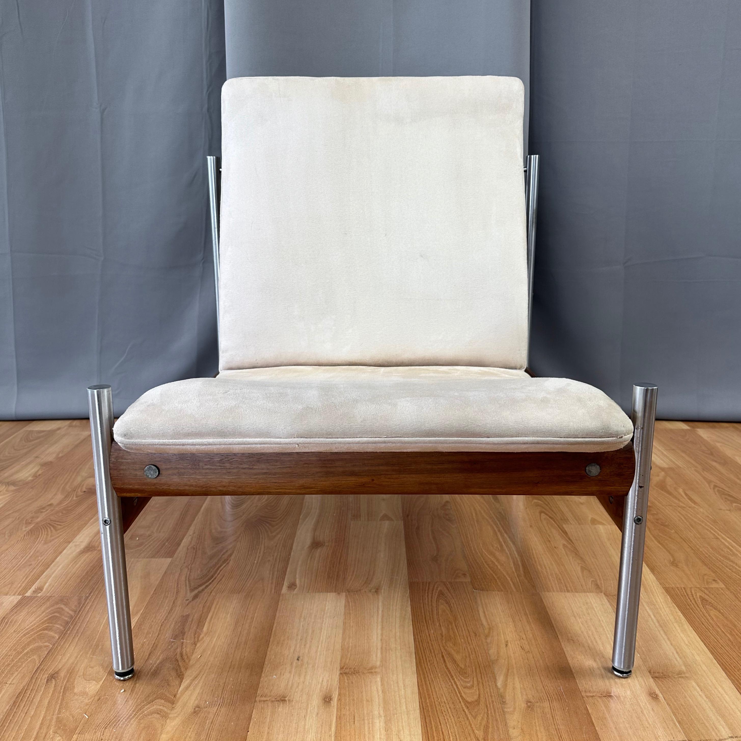 Sven Ivar Dysthe for Dokka Møbler Teak and Nickel Armless Lounge Chair, 1960s For Sale 10