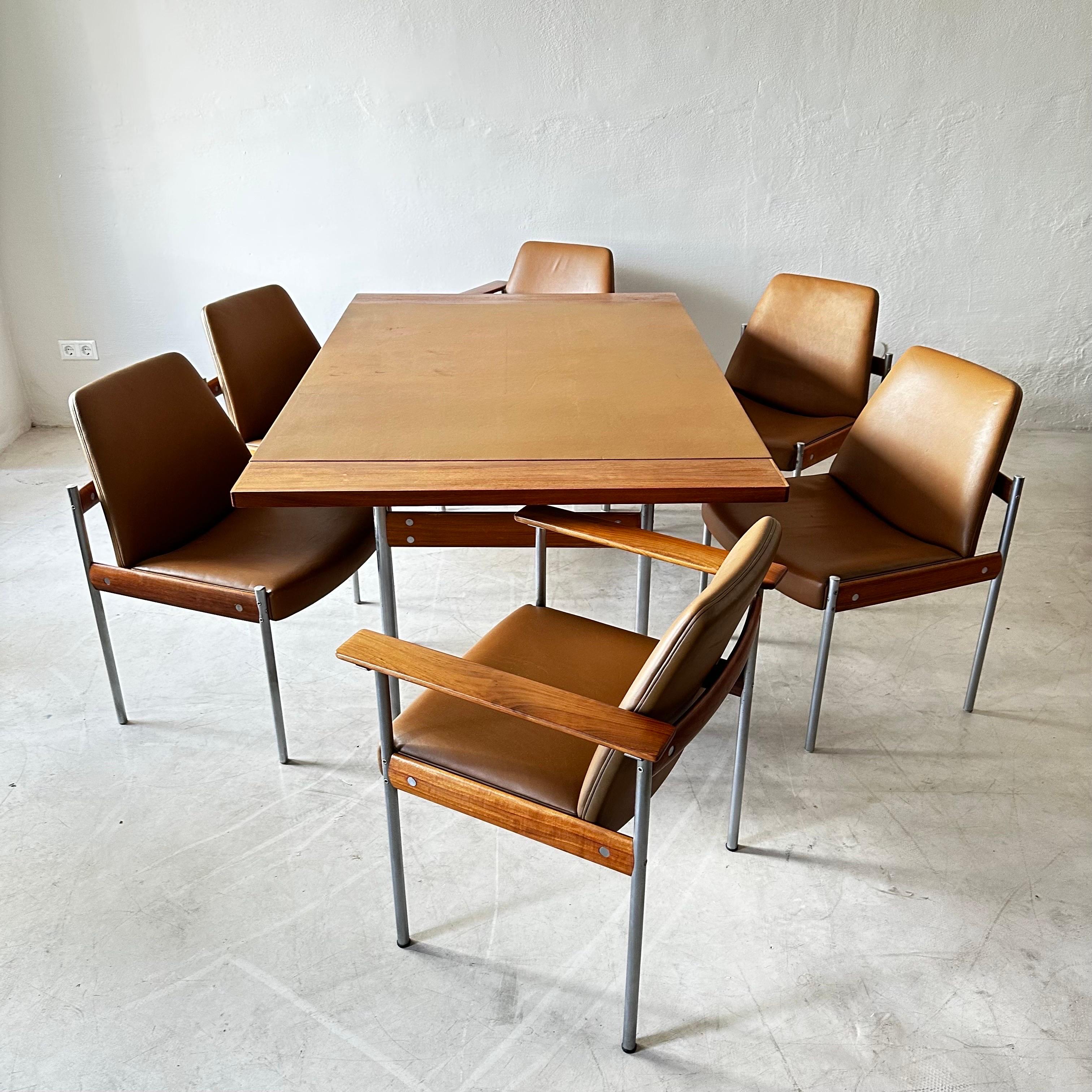 Sven Ivar Dysthe Large Set of 10 Chairs in Cognac Leather and Walnut For Sale 6