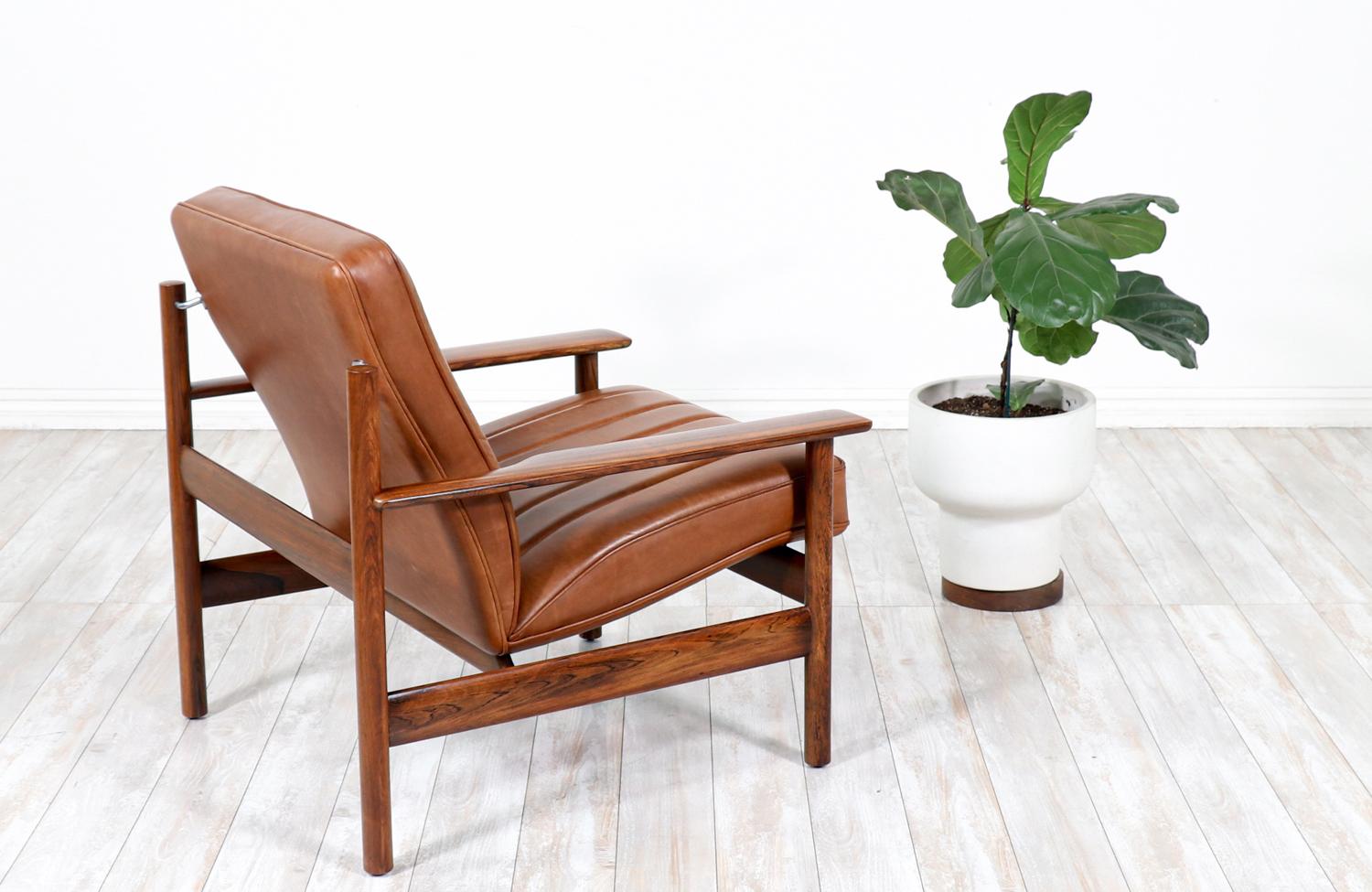 Norwegian Sven Ivar Dysthe Model-1001 Rosewood & Cognac Leather Lounge Chair for Dokka Møb
