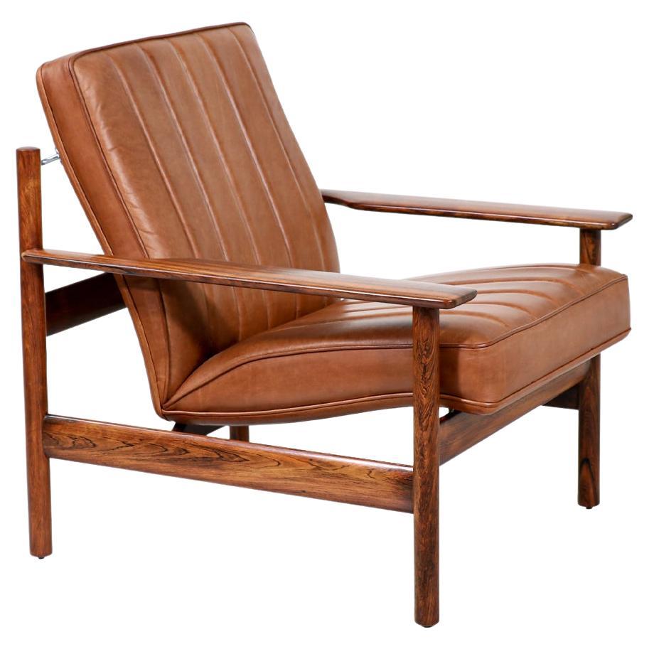 Sven Ivar Dysthe Model-1001 Rosewood & Cognac Leather Lounge Chair for Dokka Møb