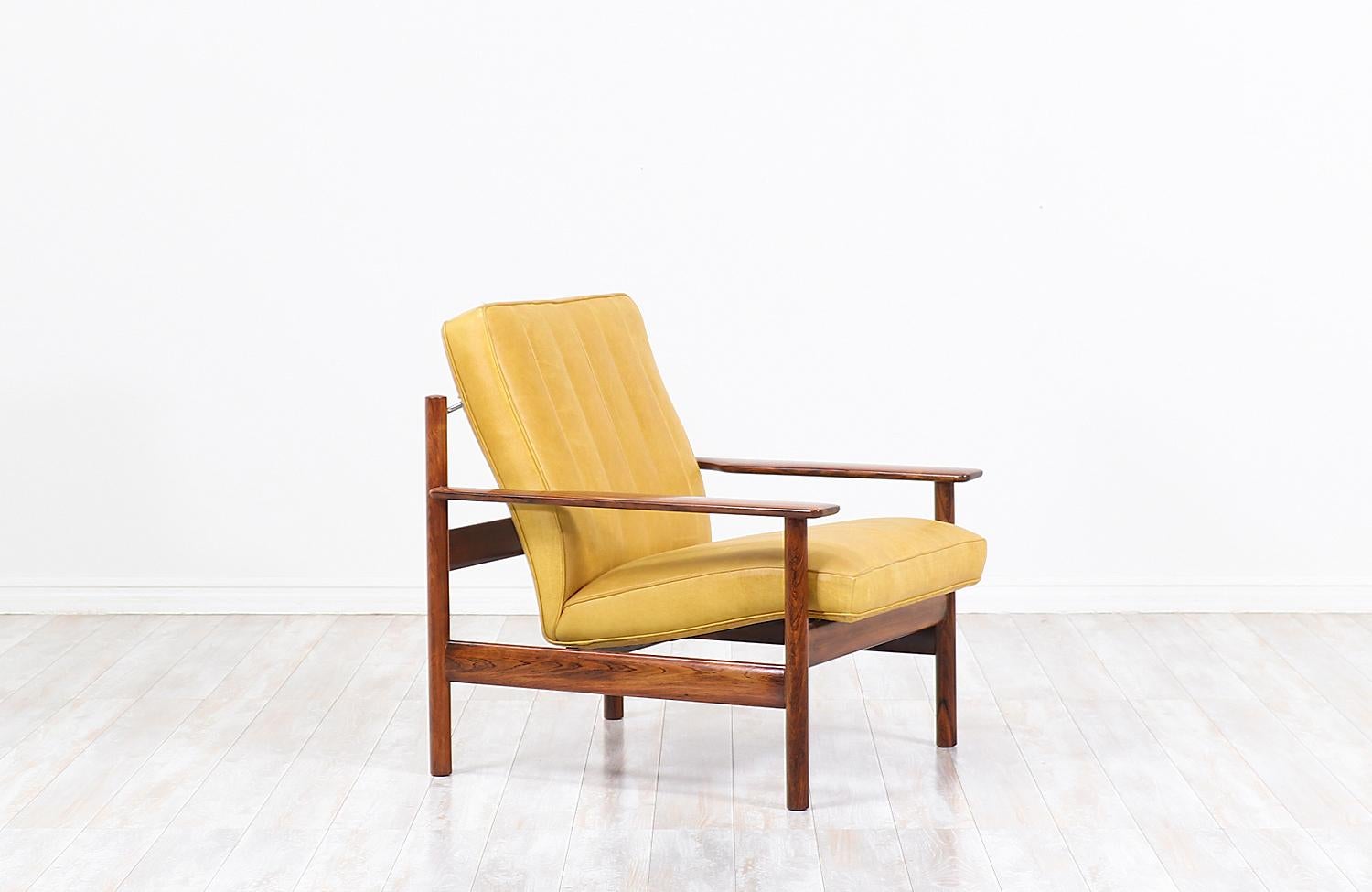 Norwegian Sven Ivar Dysthe Model-1001 Rosewood and Leather Lounge Chair for Dokka Møbler
