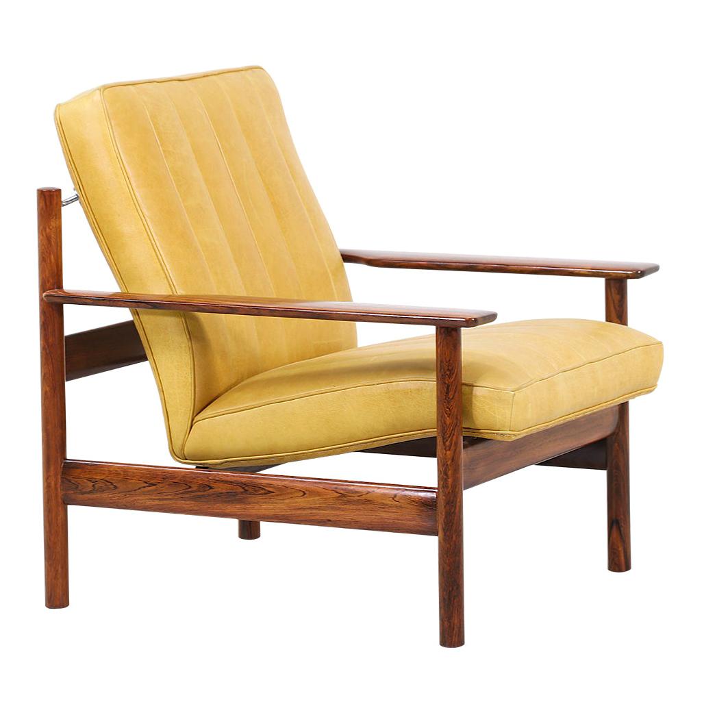 Sven Ivar Dysthe Model-1001 Rosewood and Leather Lounge Chair for Dokka Møbler