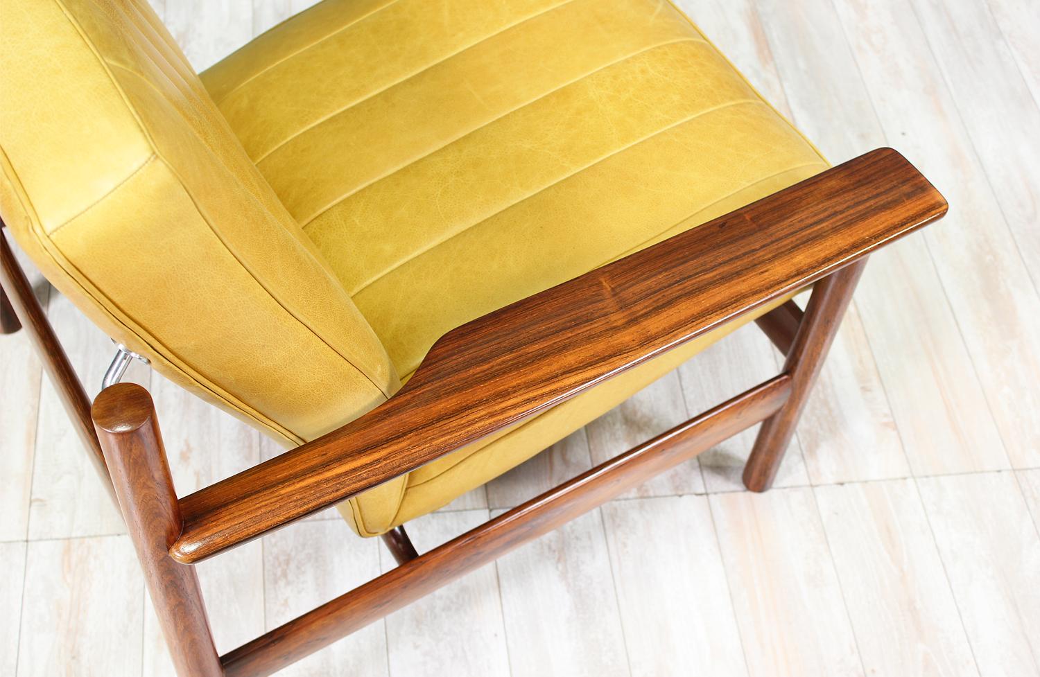 Steel Sven Ivar Dysthe Rosewood and Leather Lounge Chair for Dokka Møbler