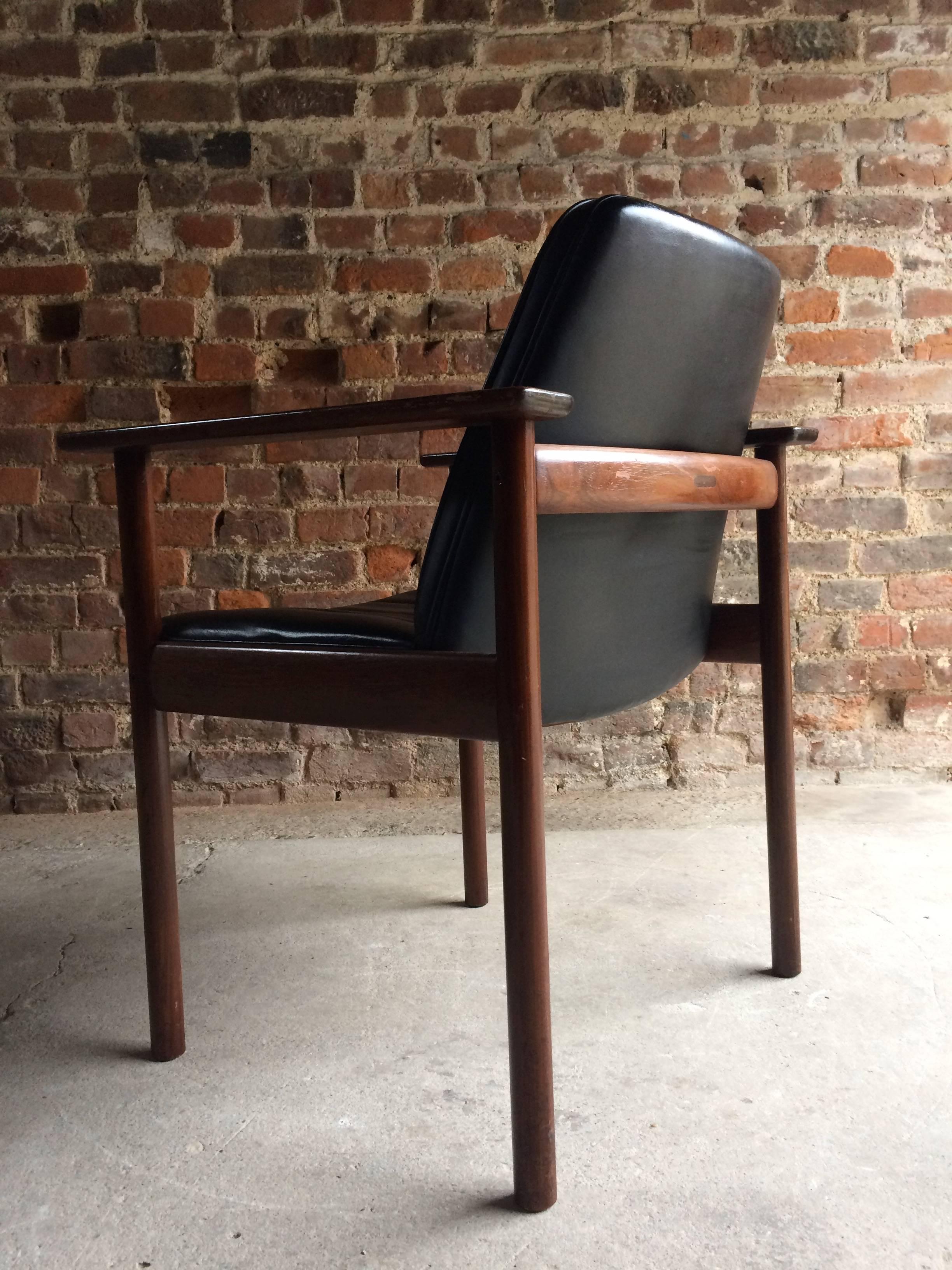 Leather Sven Ivar Dysthe Rosewood Armchair for Dokka Mobler Danish, 1960