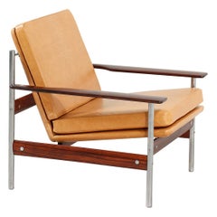 Sven Ivar Dysthe Rosewood and Leather Lounge Chair for Dokka Möbler