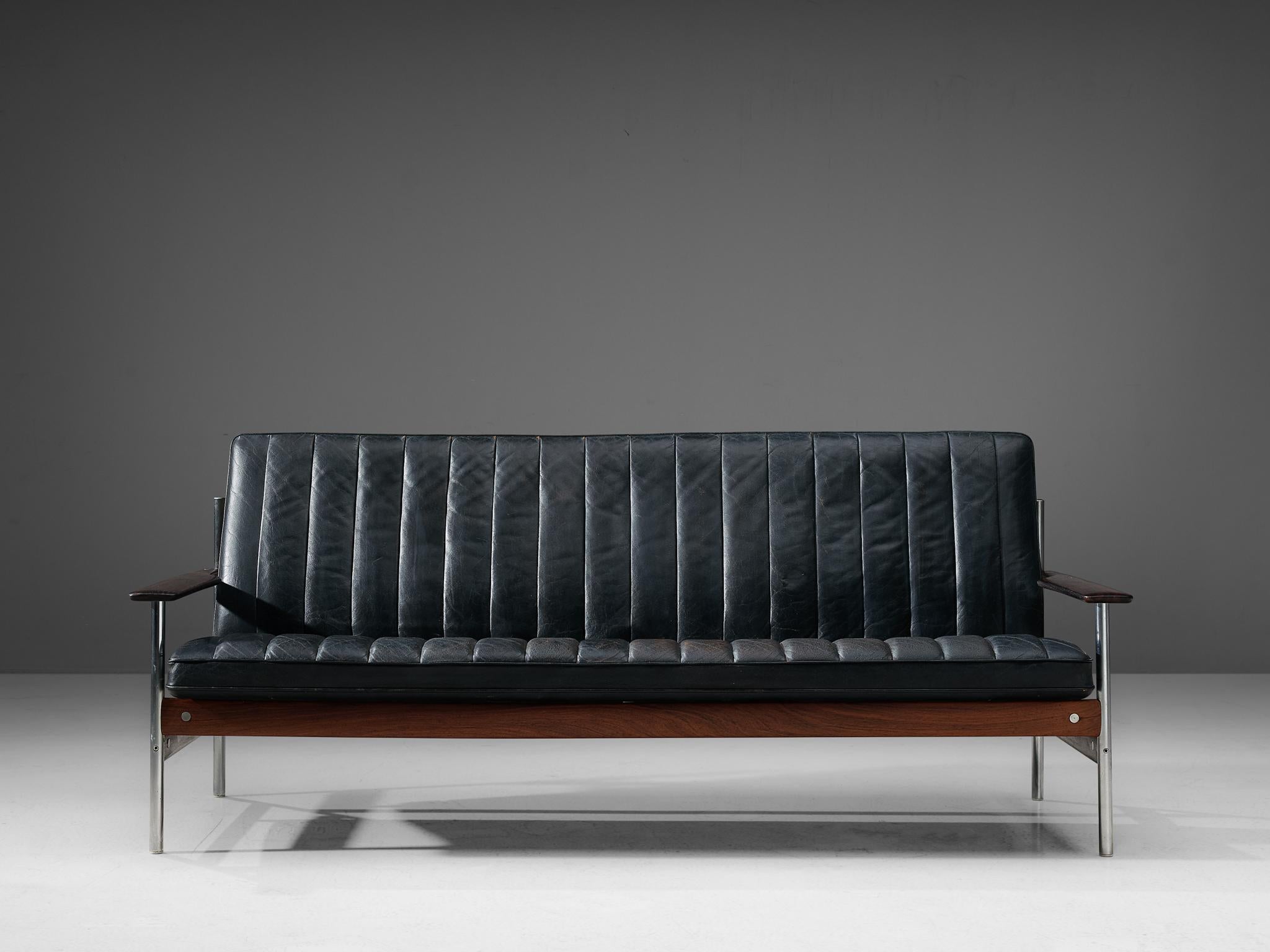 Sven Ivar Dysthe Sofa ''1001'' für Dokka aus schwarzem Leder (Skandinavische Moderne)