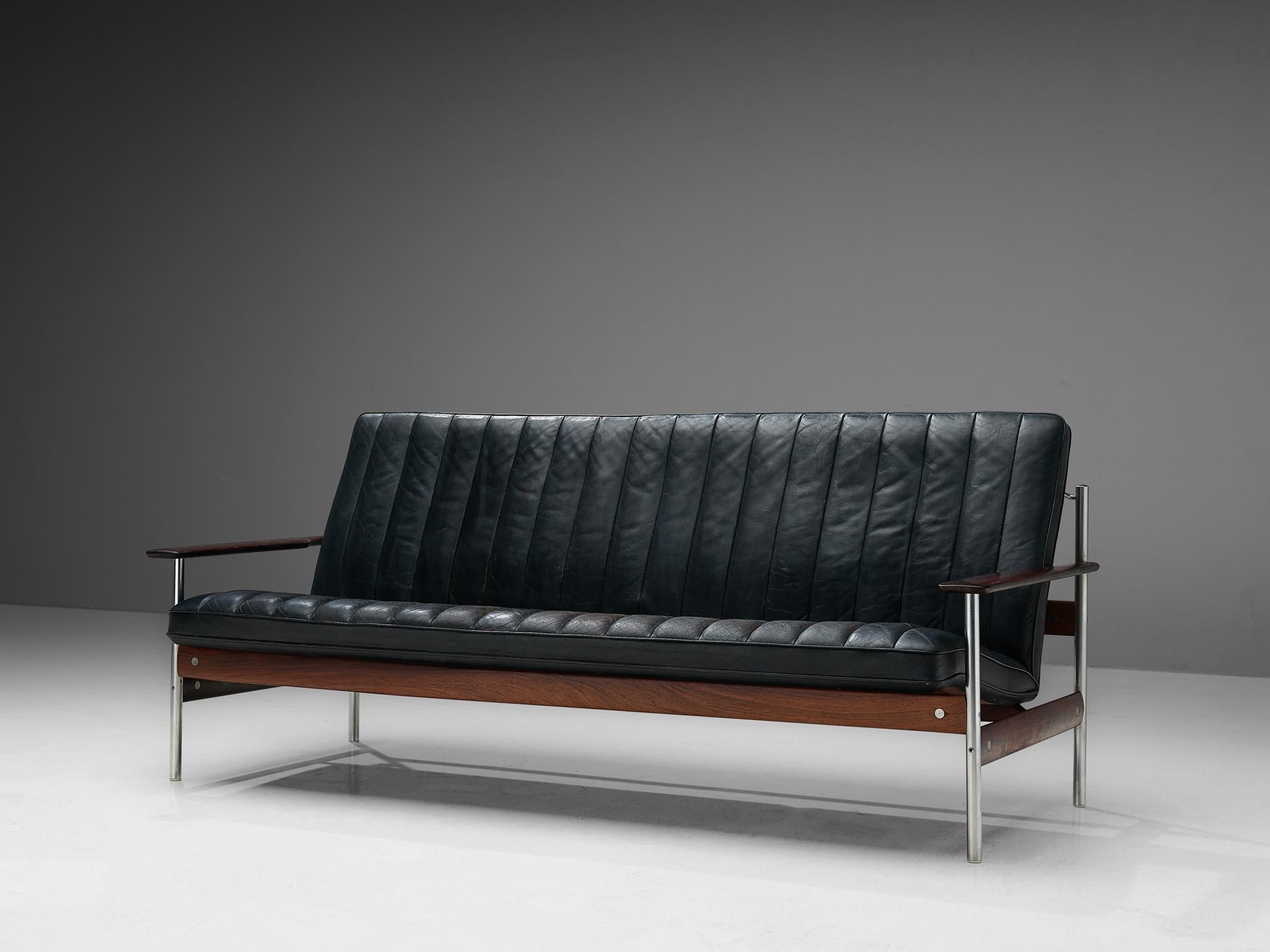 Sven Ivar Dysthe Sofa ''1001'' für Dokka aus schwarzem Leder im Zustand „Gut“ in Waalwijk, NL
