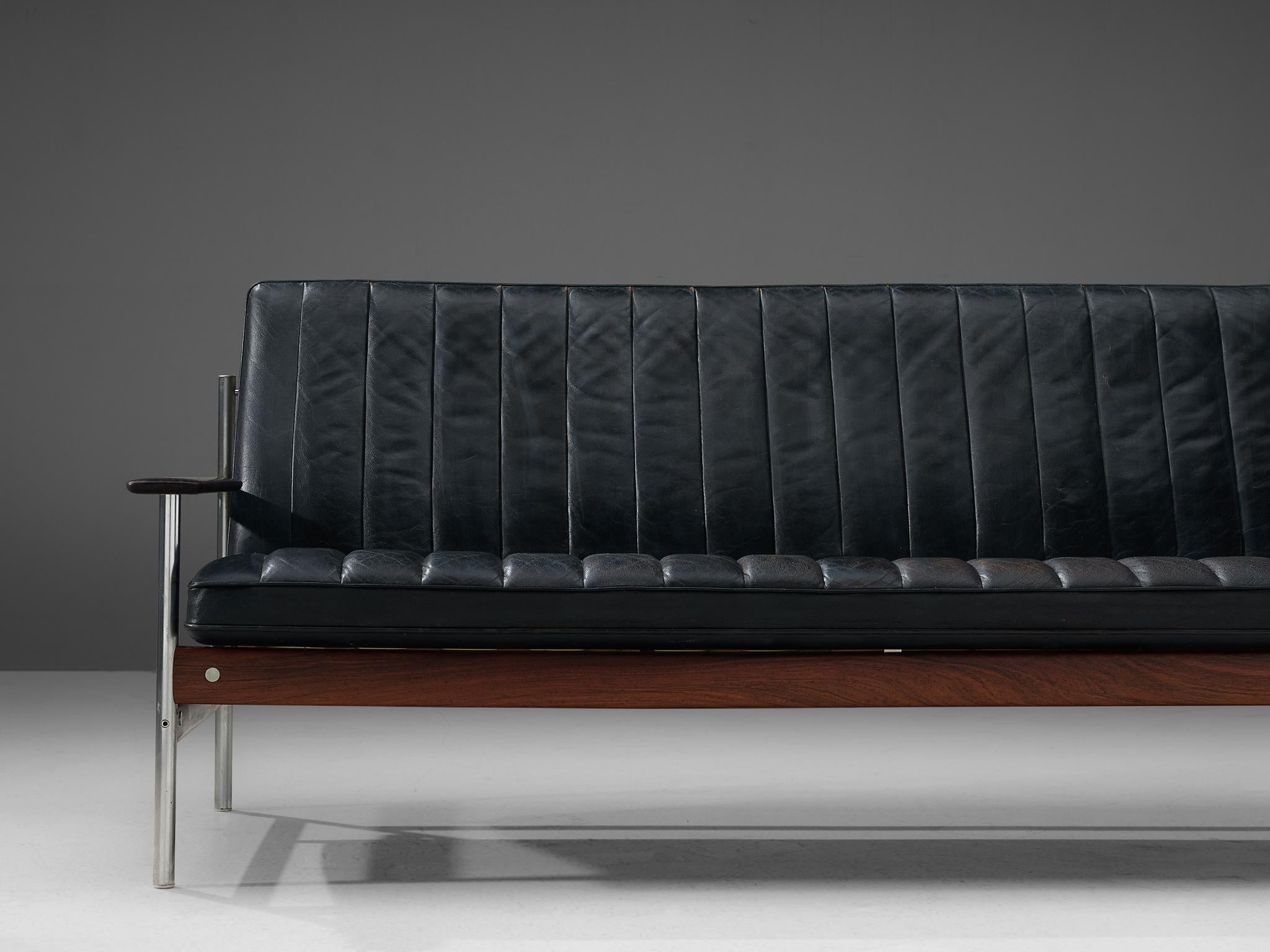 Sven Ivar Dysthe Sofa ''1001'' für Dokka aus schwarzem Leder 2