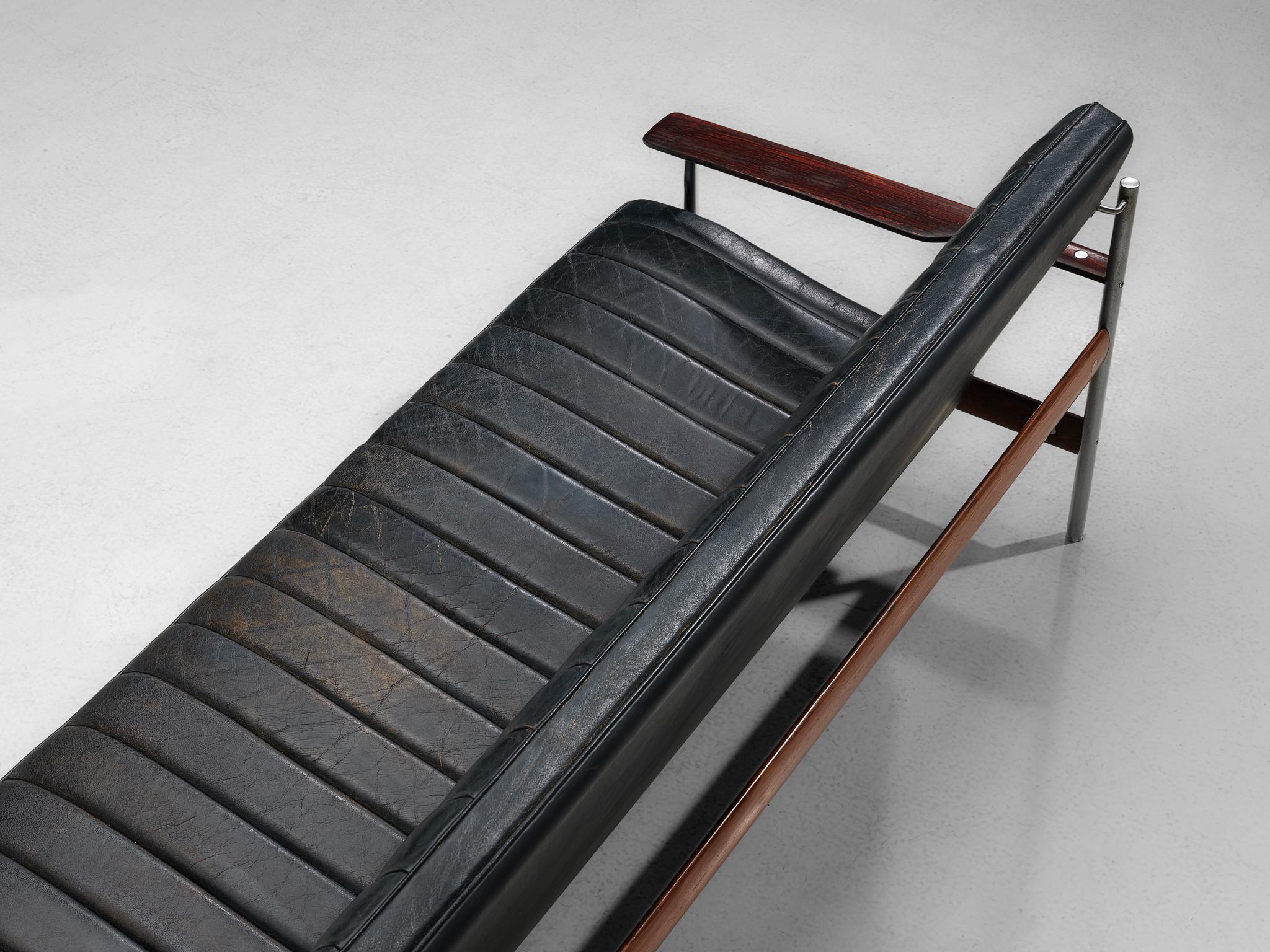 Sven Ivar Dysthe Sofa ''1001'' für Dokka aus schwarzem Leder 3