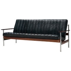 Sven Ivar Dysthe Sofa ''1001'' für Dokka aus schwarzem Leder