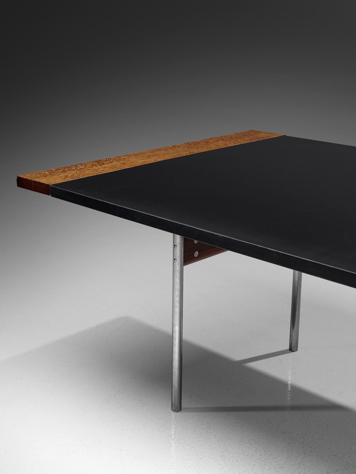 Sven Ivar Dysthe Table in Rosewood and Black Leather In Good Condition In Waalwijk, NL