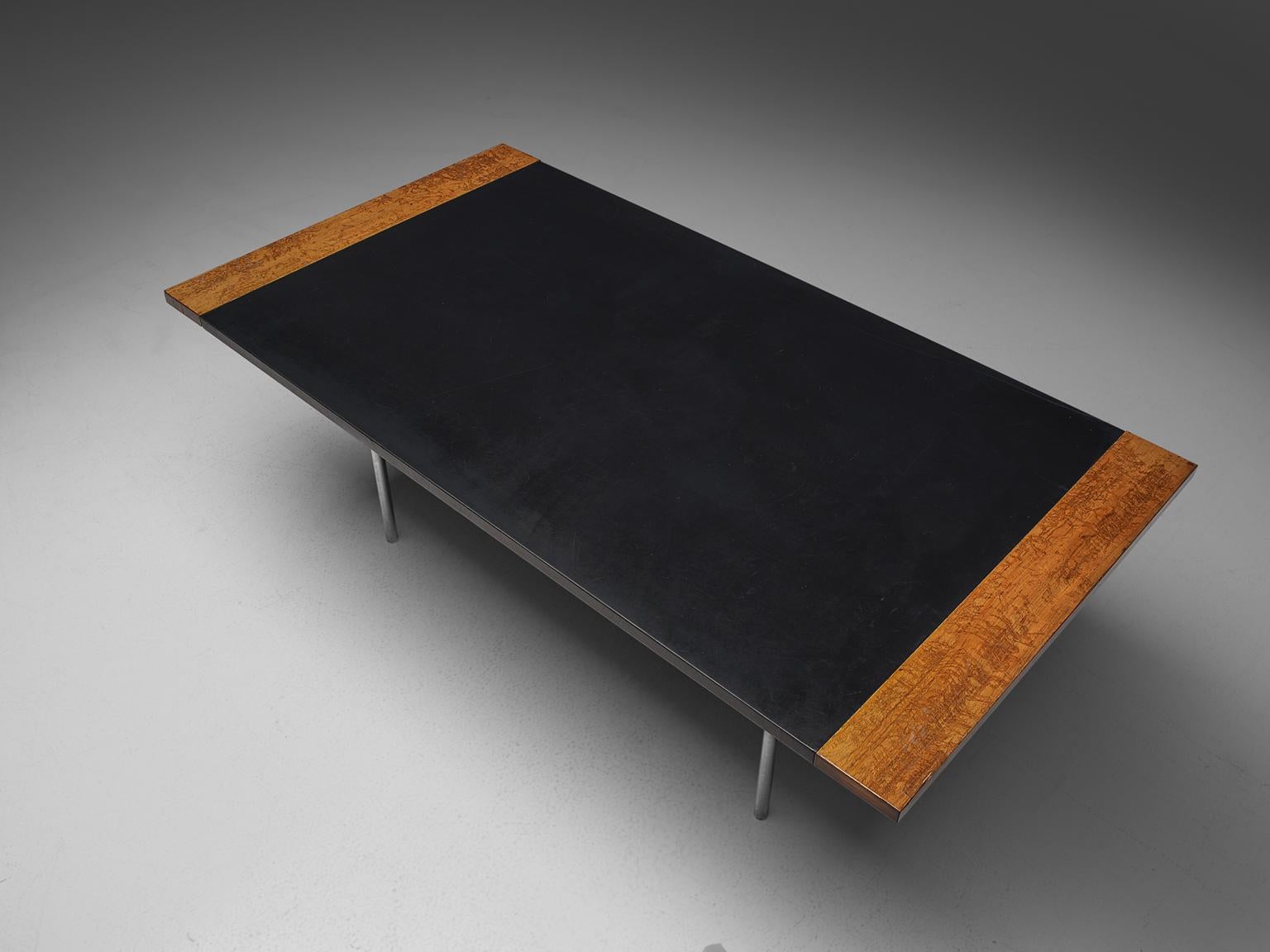 Wood Sven Ivar Dysthe Table in Rosewood and Black Leather